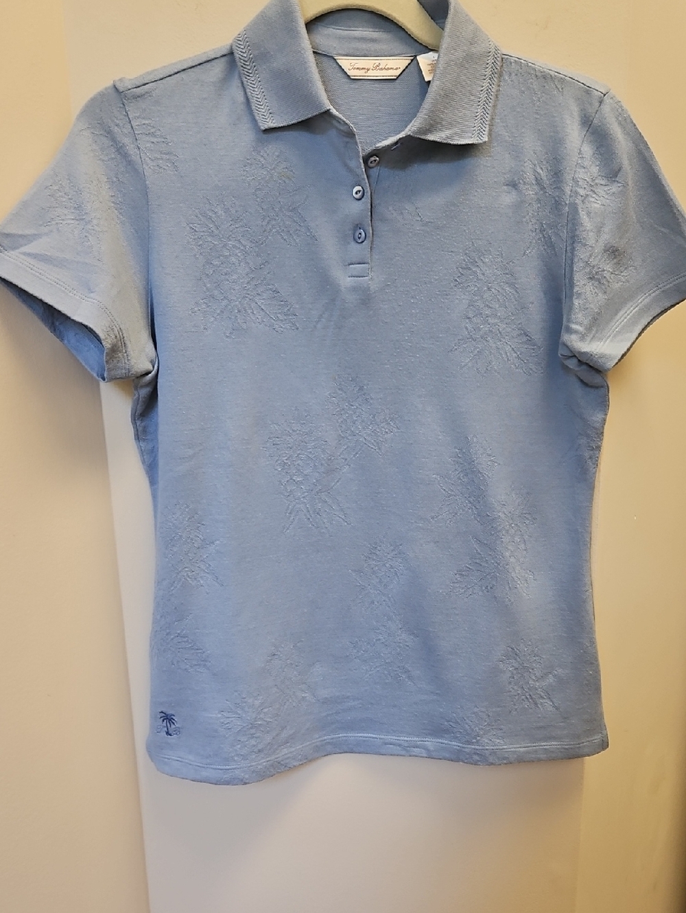 Tommy Bahama Blue Embroidered Palm Polo